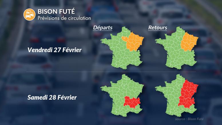 Vacances d'hiver : Bison Futé voit rouge pour les départs et retours de ce samedi