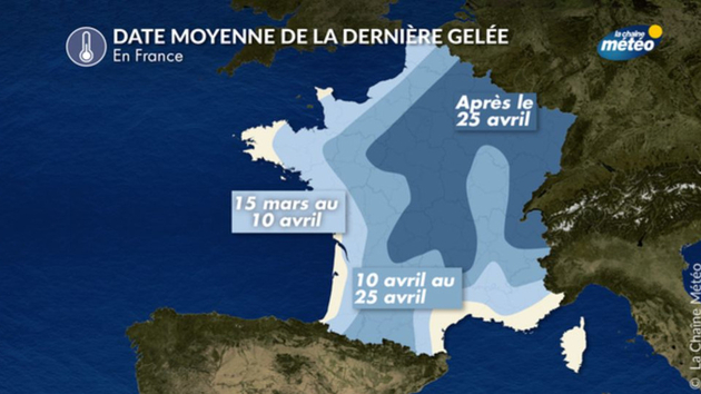 Date moyenne de la dernière gelée en plaine Actualités France