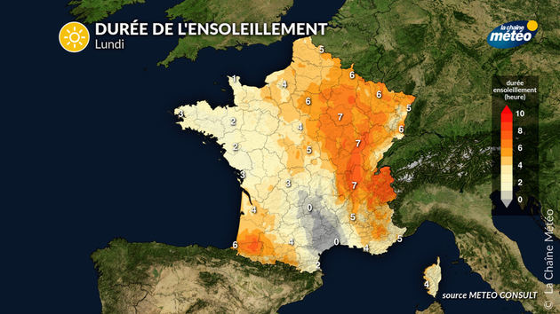 Un ensoleillement contrasté lundi Actualités France