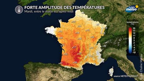 Fortes amplitudes thermiques journalières, jusqu'à 20°C d'écart entre le matin et l'après-midi cette semaine