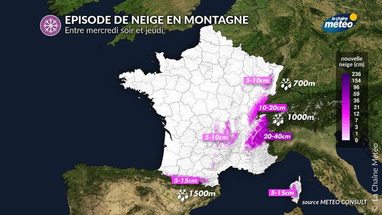 Retour de la neige sur nos montagnes : jusqu'à 40 cm dans les Alpes du Nord d'ici jeudi soir