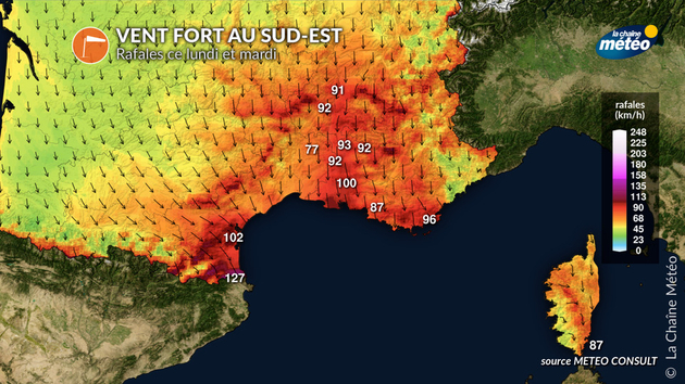 Vent fort au sud-est, rafales de mistral et tramontane Actualités France