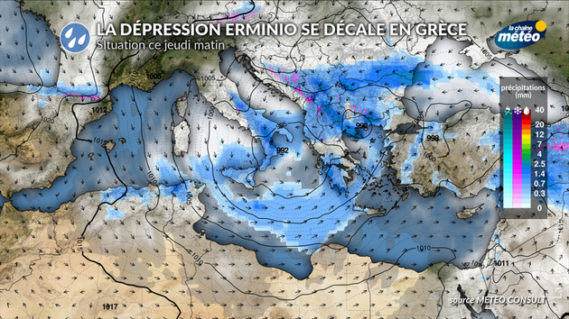 La tempête Erminio se situe désormais sur la Grèce Actualités étranger