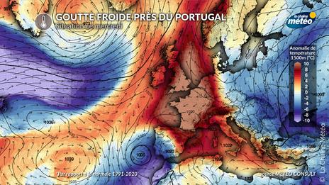 Goutte froide : fortes pluies orageuses attendues entre la péninsule ibérique et le nord du Maghreb