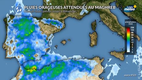 Forts orages au nord du Maghreb : pluies intenses et fortes rafales ce week-end