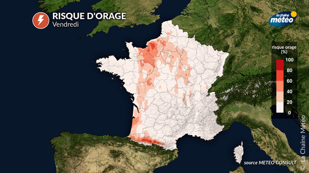 Zones exposées aux orages ce vendredi Actualités France