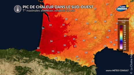 Pic de très forte chaleur dans le sud-ouest : jusqu'à 35°C vendredi