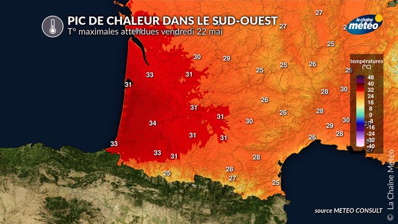 Pic de très forte chaleur dans le sud-ouest : jusqu'à 35°C vendredi