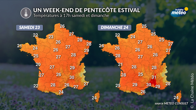 Températures maximales attendues ce week-end Actualités France