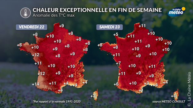 Anomalie des T° maximales en fin de semaine Actualités France