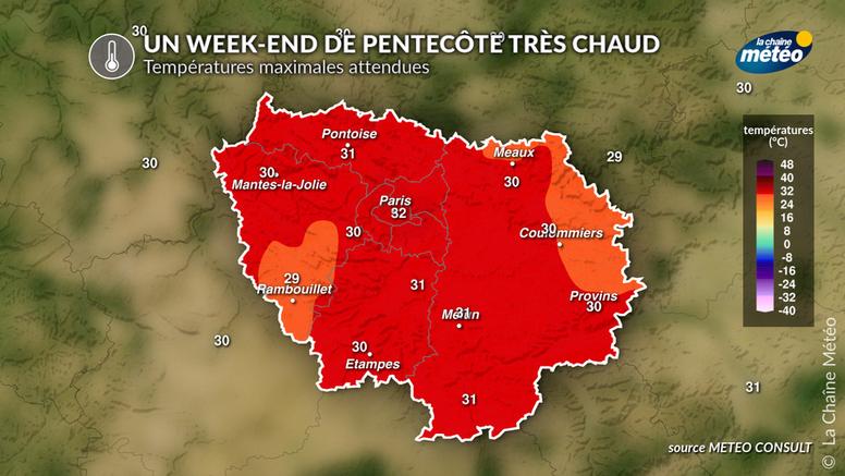 Forte chaleur ce week-end de Pentecôte en Île-de-France : 32°C à l'ombre à Paris