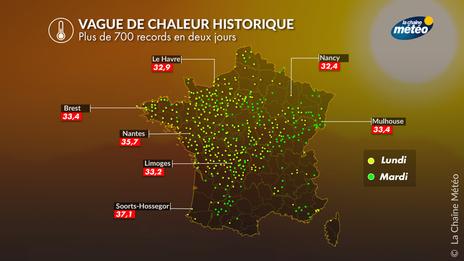 Vague de chaleur et canicule : plus de 700 records de chaleur battus en 2 jours