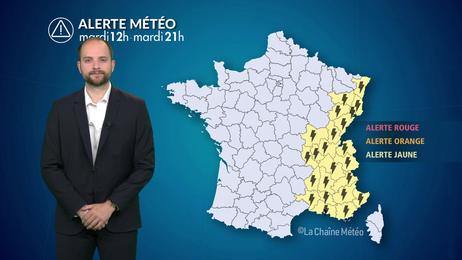 Forts orages dans l'est et le sud-est ce mardi : pluies intenses, grêle et fortes rafales