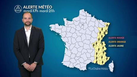 Forts orages dans l'est et le sud-est ce mardi : pluies intenses, grêle et fortes rafales