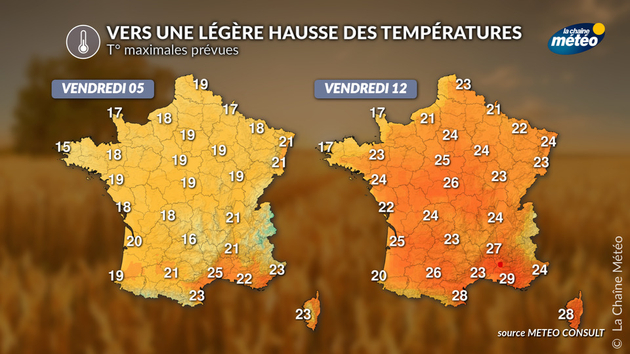 T° maximales attendues Actualités France