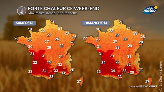 Températures maximales attendues ce week-end Actualités France
