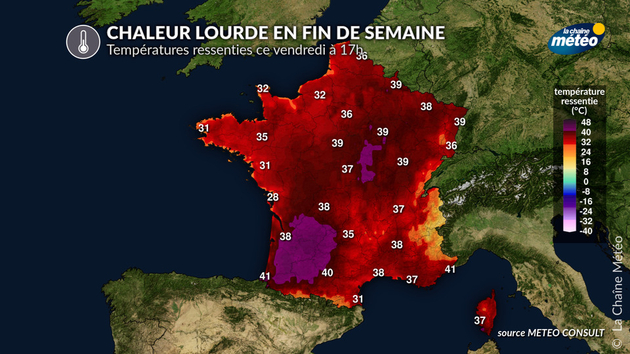 Températures ressenties vendredi après-midi Actualités France
