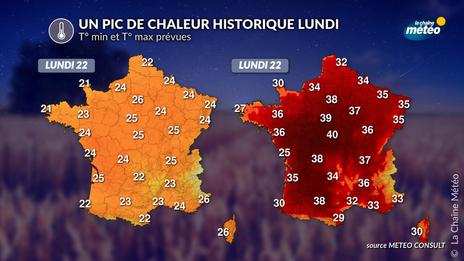 Canicule : des nuits à 25°C et un pic de chaleur exceptionnel attendu entre dimanche et lundi