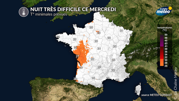 T° minimales prévues ce mercredi Actualités France