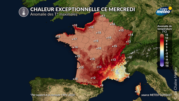 Anomalie des T° maximales ce mercredi Actualités France