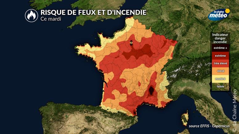 Canicule : le risque d'incendies atteint un niveau critique en France