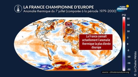 Canicule : la France au cœur de la plus forte anomalie thermique d’Europe