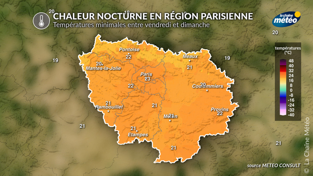 Températures minimales prévues entre vendredi et dimanche Actualités France