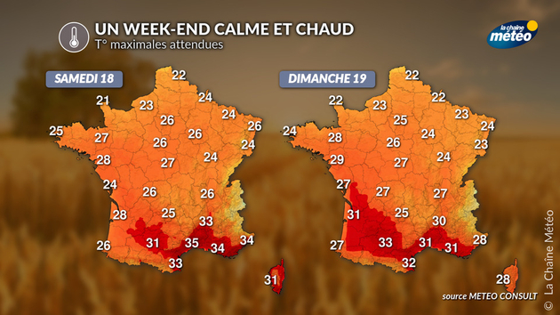 T° maximales attendues ce week-end Actualités France