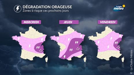 Orages violents en France : fortes pluies, grêle et fortes rafales jusqu'à vendredi