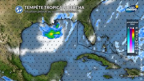 Tempête tropicale Bertha : une trajectoire le long du du littoral américain
