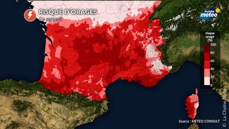 Orages violents ce samedi : fortes pluies, grêle et rafales jusqu’à 100 km/h