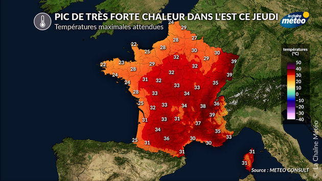 Températures maximales attendues ce jeudi Actualités France