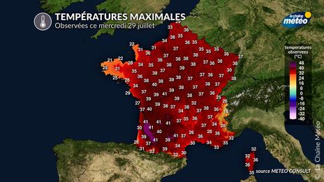 Canicule en France : jusqu'à 42,7°C à Captieux (33), 65 records mensuels et 8 records absolus