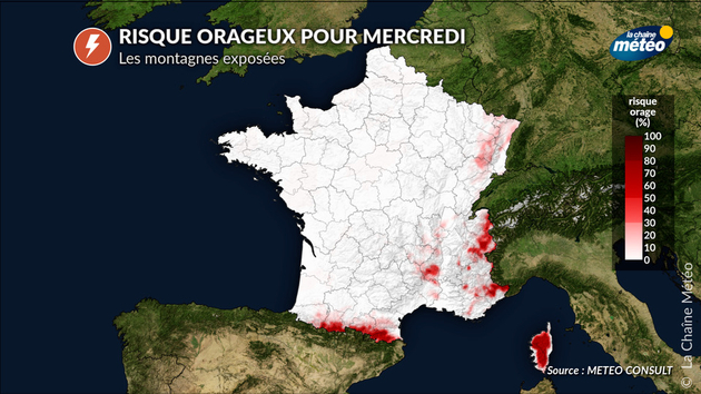 Le risque orageux se cantonnera aux montagnes ce mercredi Actualités France