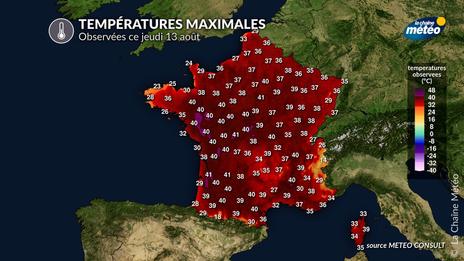 5ème canicule : jusqu'à 42,5°C à Chateaumeillant (18), deux records absolus battus ce jeudi