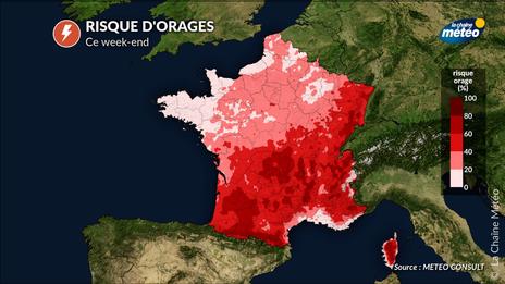 Orages parfois violents ce week-end : fortes pluies, grêle et risque d’inondations