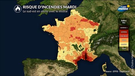 Incendies : amélioration au nord, risque très élevé en Provence