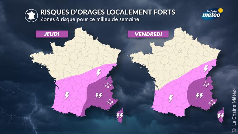 Orages parfois violents dans le sud-est : fortes pluies et risque d’inondations dès jeudi