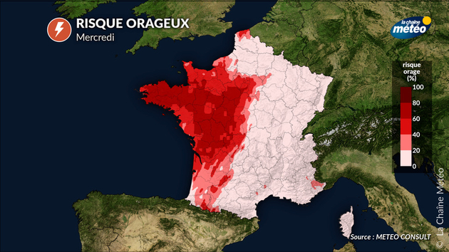 Risque orageux mercredi Actualités France