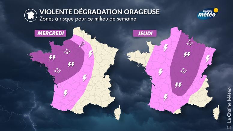 Violents orages en France : une dégradation majeure attendue entre mercredi et jeudi