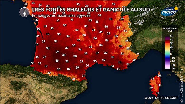 Très fortes chaleurs au sud : jusqu’à 38°C dès vendredi, plusieurs départements proches des seuils de canicule