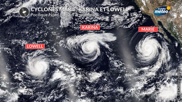 Trois cyclones simultanés dans le Pacifique Nord : pourquoi une telle activité ?