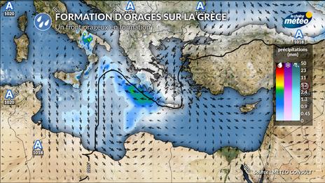 Grèce : pas de médicane, mais un front orageux actif attendu