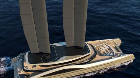 Tyrena : VPLP Design imagine un méga-catamaran de 76 mètres propulsé par le vent