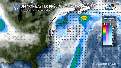 Nor’easter précoce aux États-Unis : vents violents, fortes pluies et inondations redoutées ce week-end