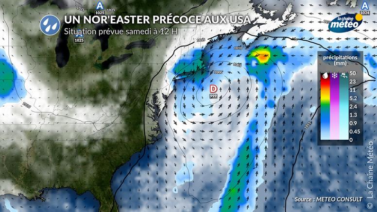 Nor’easter précoce aux États-Unis : vents violents, fortes pluies et inondations redoutées ce week-end
