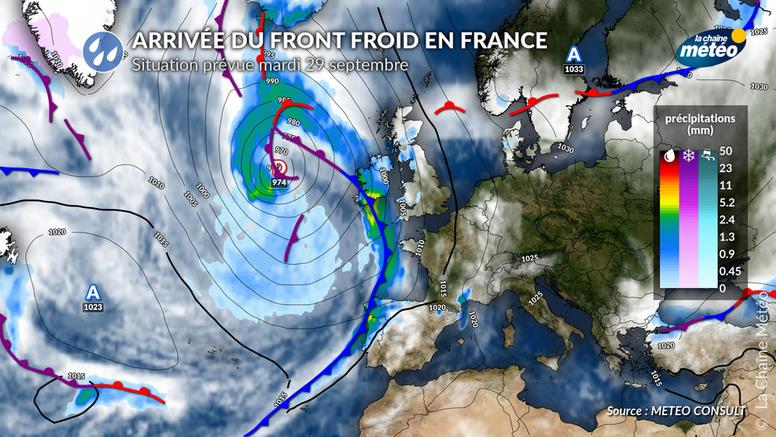 Un front froid actif va traverser la France : des pluies parfois abondantes attendues au sud-est