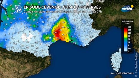 Bilan de l’épisode cévenol : plus de 330 mm de pluie, crues et inondations dans le Gard et l’Hérault