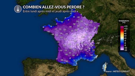 Chute des températures : jusqu'à 15°C de moins entre lundi et jeudi !