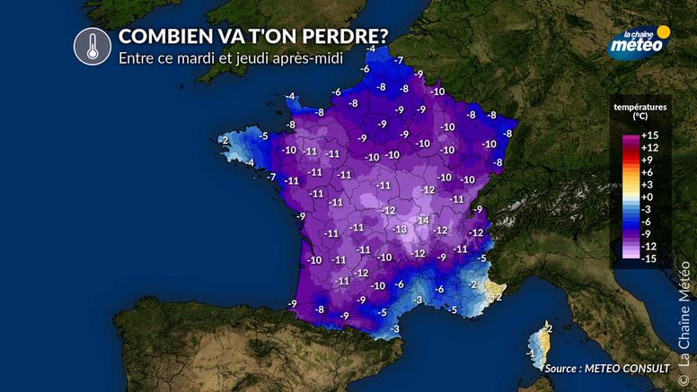 Baisse des températures : jusqu’à 10°C de moins d’ici jeudi